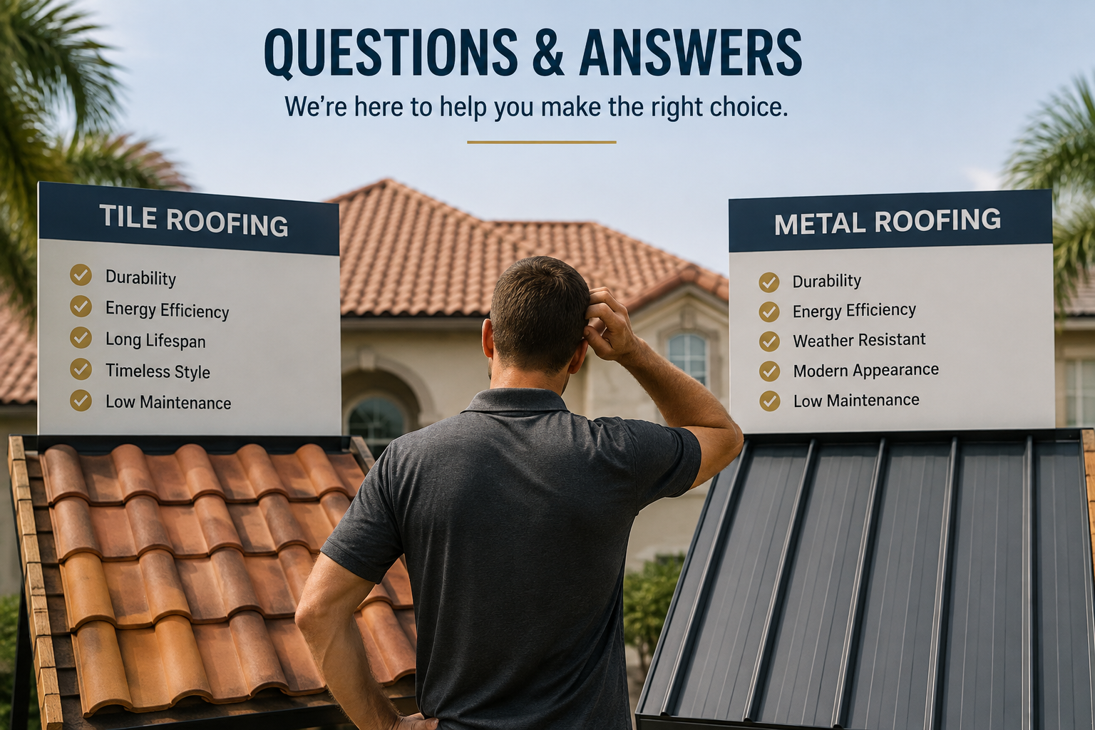 Homeowner comparing roofing contractors when choosing the right roofing contractor in Destin, FL